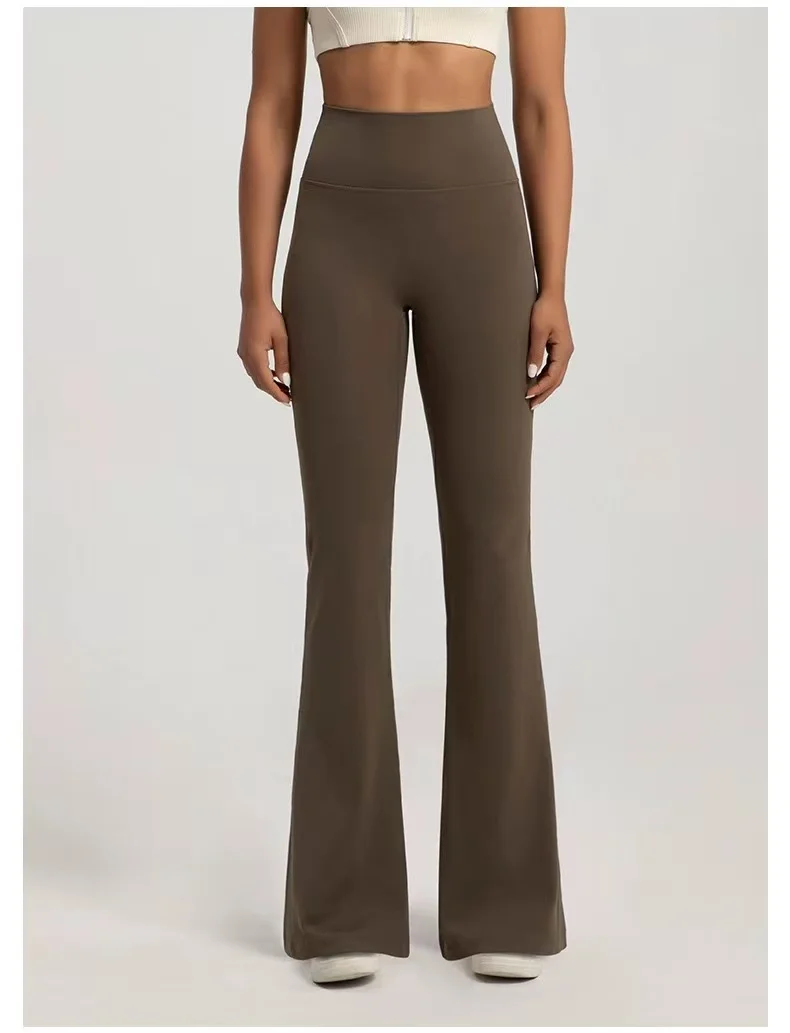 Nackt-Optik, hohe Taille, taillenbetont, hüfthebend, Fitness-Übung, elastische Schlaghose, Damen, lässige Outdoor-Lauf-Yoga-Hose – Detail 9