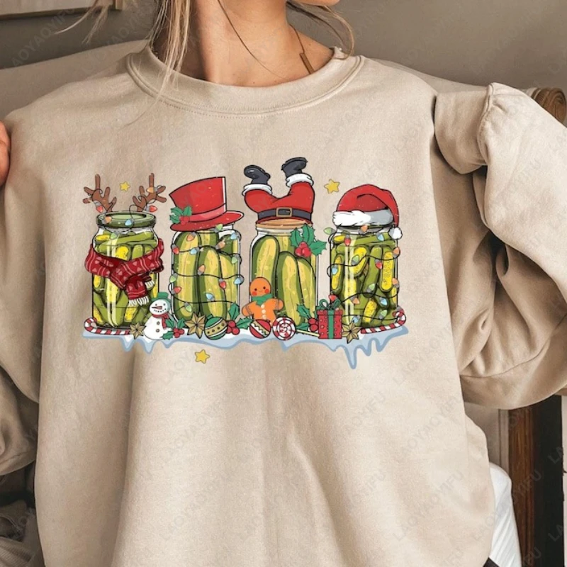 

Christmas Pickle Holiday Pickle Jars Crewneck Hoodie Cute Xmas Cozy Christmas Winter Humor Pullover Men Women Unique Sweatshirt