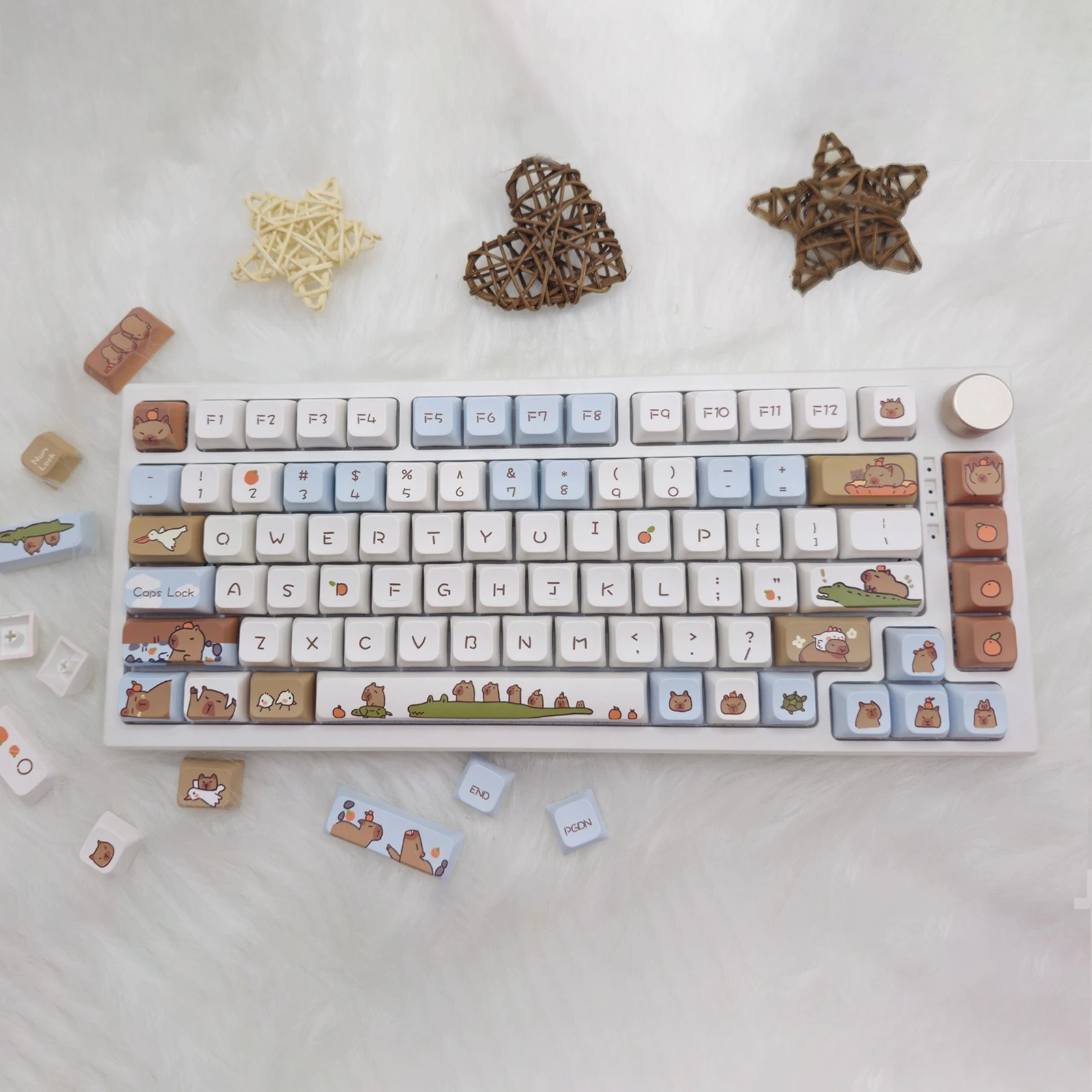 

Capsule Dolphin MOA/XDA/Original Height 127 Keys Kapibara Theme Keycaps Adapt to Mechanical Keyboard Keycaps