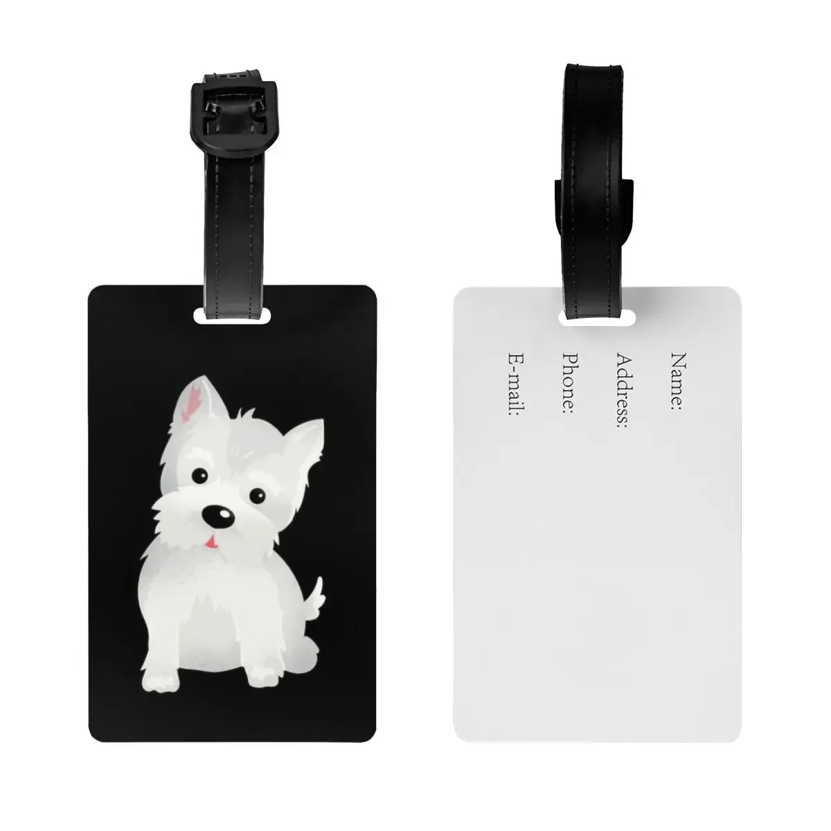 Cute Westie Puppy Dog Luggage Tags Custom West Highland White Terrier Baggage  Privacy Cover ID Label