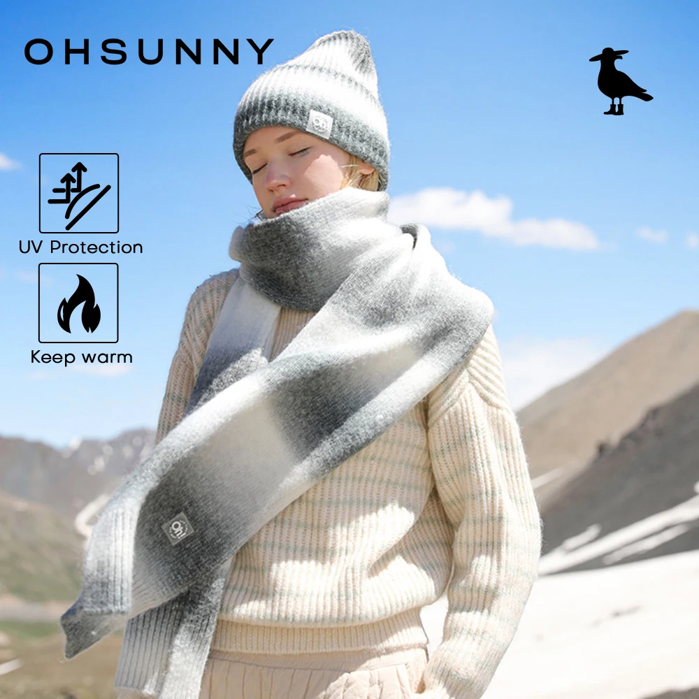 

OhSunny Women's Winter Hiking Scarves Beanies Keep Warm Two-piece Set,Thermal Knit Hats Scarf,Outdoor Cold-proof Cap Neckerchief