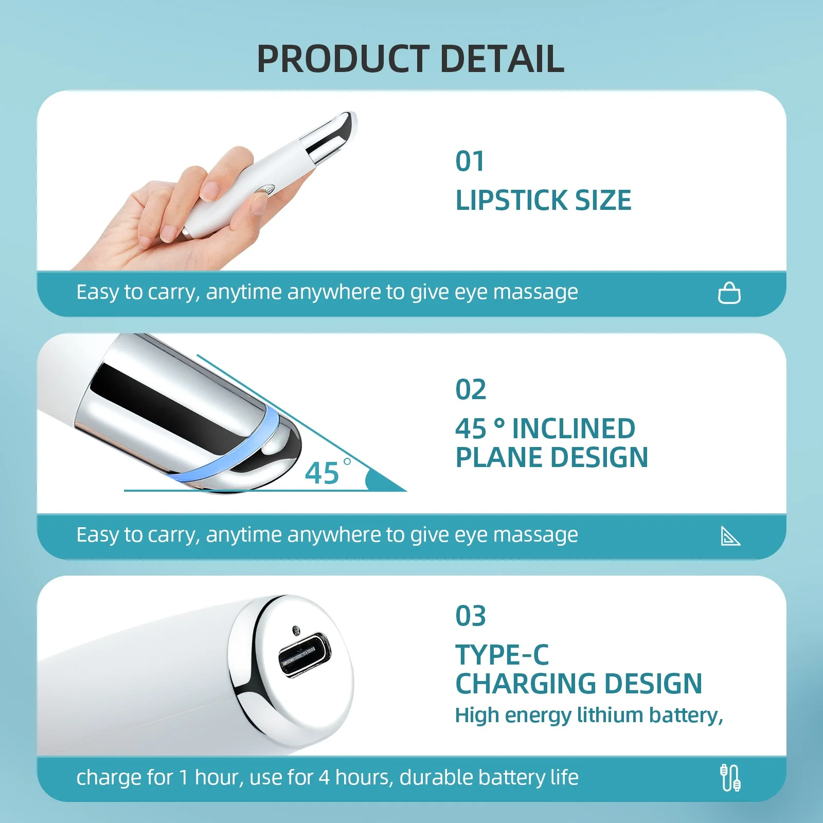 Masajeador de ojos con vibración de alta frecuencia, elimina las ojeras, esencia de importación, dispositivo de cuidado de los ojos para apretar la piel