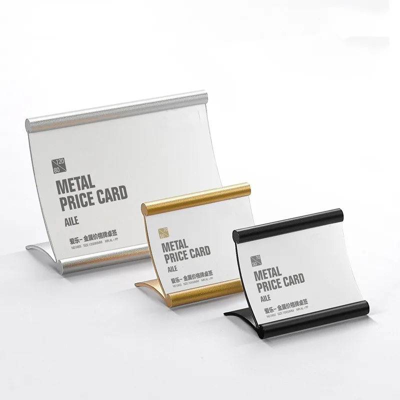 70x50mm Aluminum Plastic Sign Holder Display Stand Table Number Menu Paper Holder QR Code Small Price Label Paper Card Tags