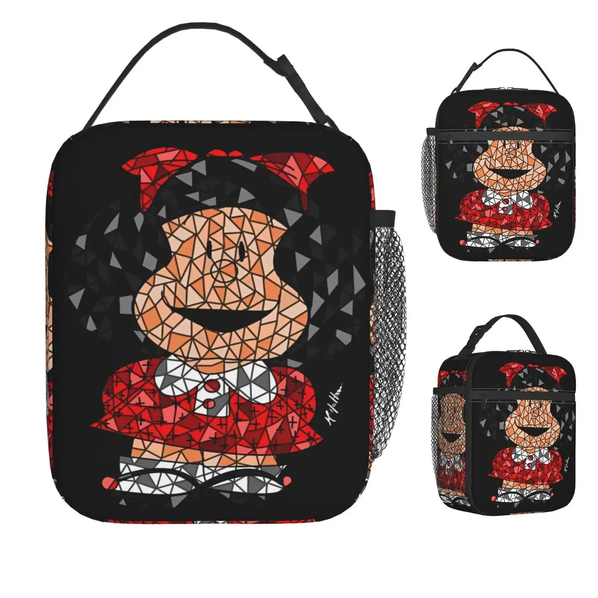 

Mafalda Comic Cartoon Kawaii Lunch Bag Work Lunch Box For Unisex Casual Designer Tote Food Bags Oxford Cooler Bag
