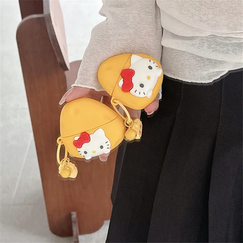 Cute 3D Cheese Hello Kitty Earphone Cover For Apple AirPods 1 2 3 Generation Airpods Pro/Pro2 Wireless Bluetooth Headphone Case