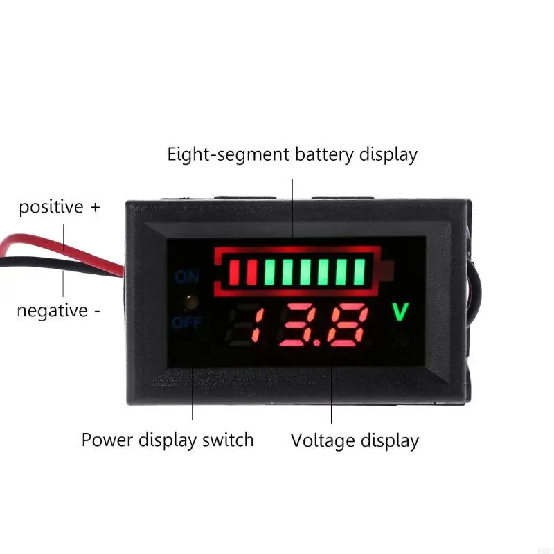 Universal 12V USB Voltmeter with Car Acid Battery Capacity Meter Panel