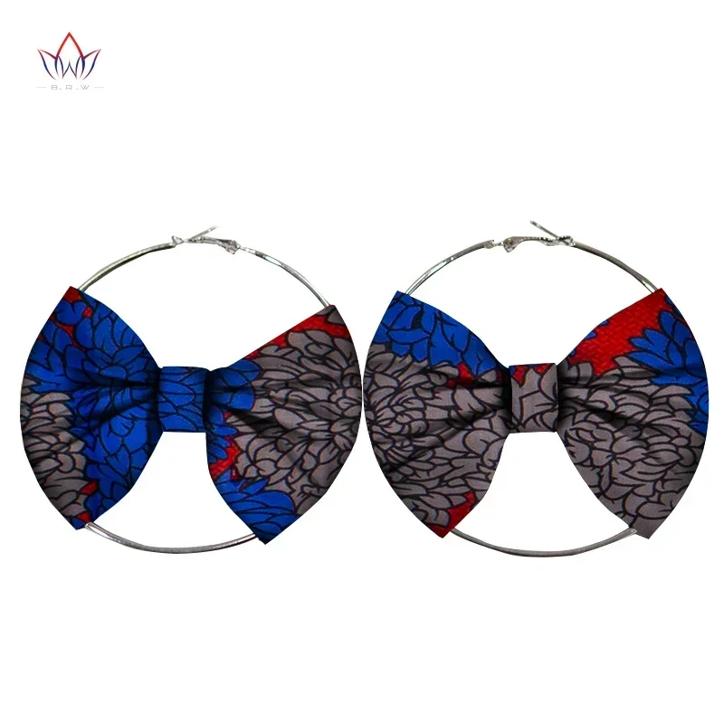 Summer African Earrings Fashion Women Africa Handmade Statement Circle Jewellery Print Wax Fabric Accessories WYA078