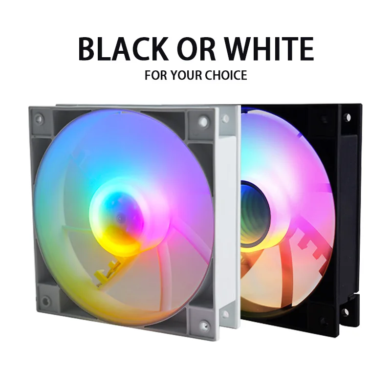 MANMU 120mm Pc Case Computer Fan Radiator Rgb Case Rainbow Color Quiet Cooling Fan