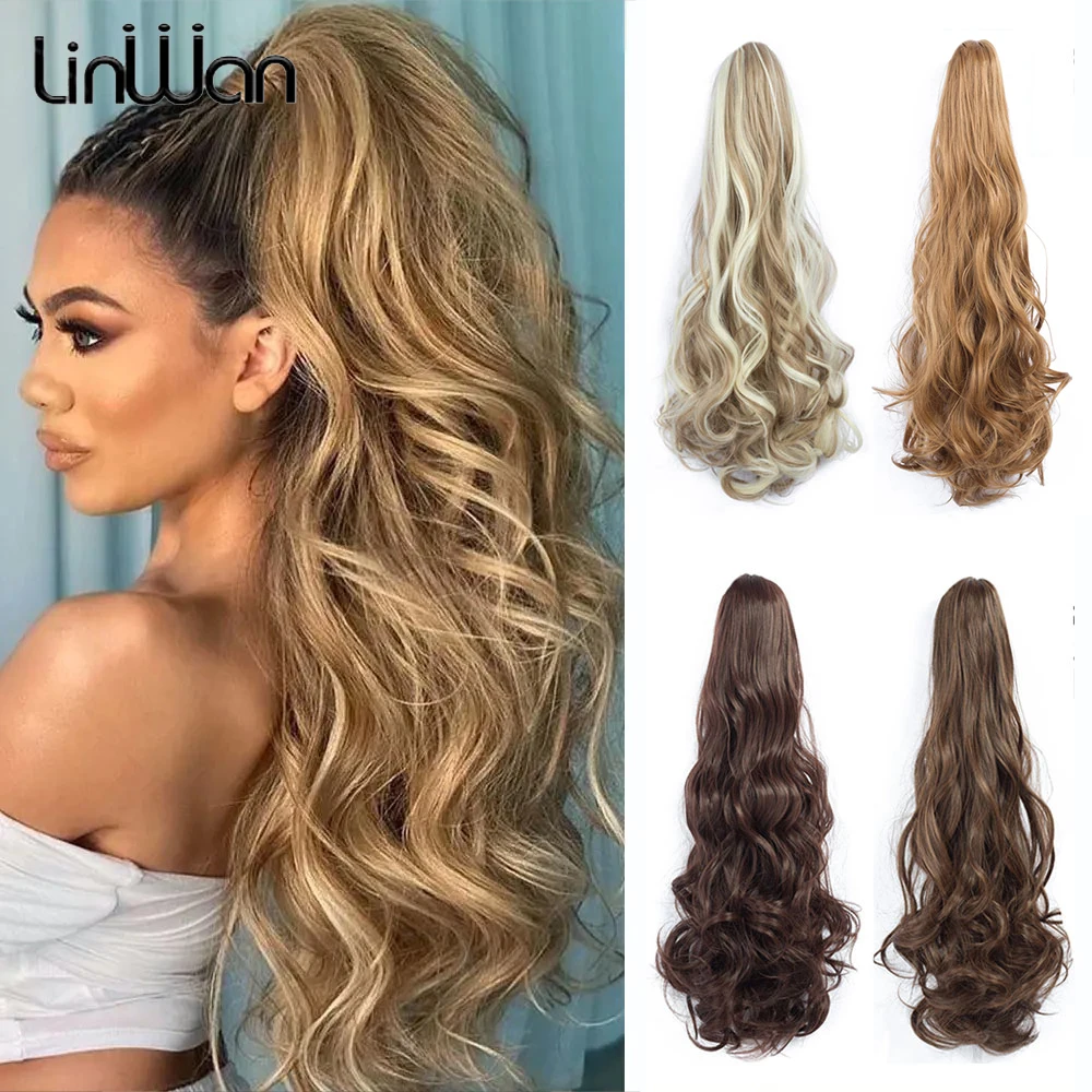 Long Loose Wave Synthetic Claw On Ponytail Hair Extension Fake Ponytail Hairpiece For Women Black Brown Pure Tail Hair