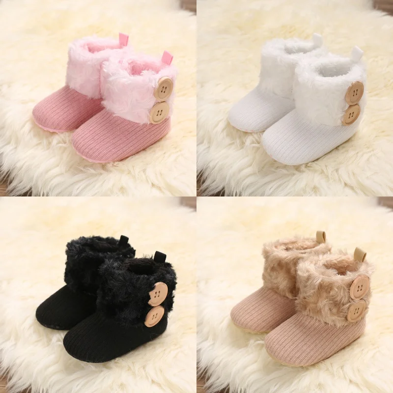 

Autumn and Winter 0-1 Year Old Cotton Shoes With Plush Snow Boots Warm and Soft Soled Baby Shoes For Both Men and Women Baby