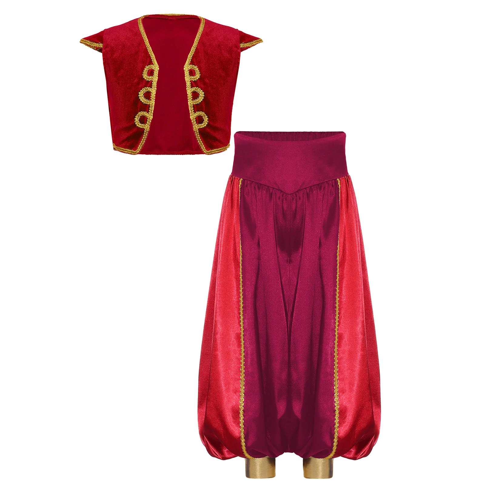 Jungen Halloween Karneval Arabischer Prinz Lampe Elf Cosplay Performance Kostüm Flügelärmel Weste Weste mit Pumphose Haremshose