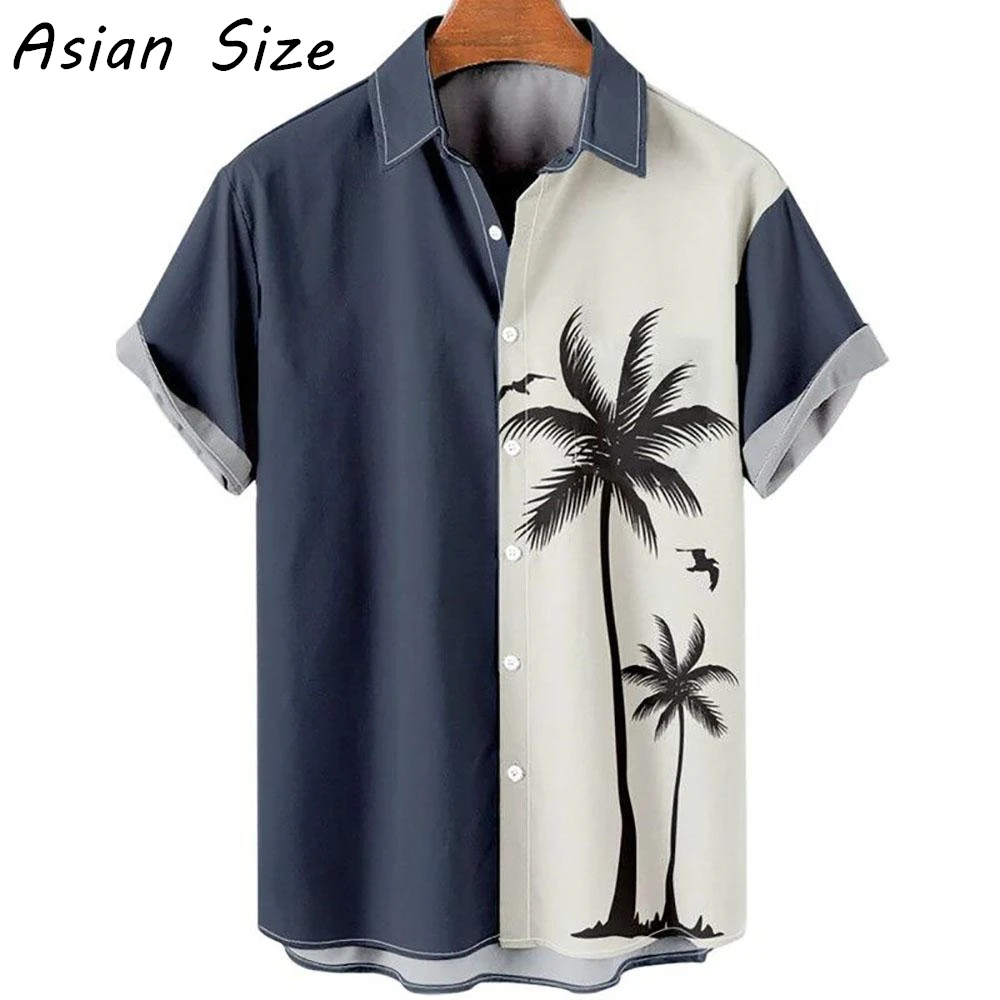 

Рубашка «Тропический пляж» 2026 с 3D-принтом, простая, с кокосовыми пальмами, в стиле «Алоха», летняя, с коротким рукавом, пляжная, с отложным воротником, унисекс, топы
