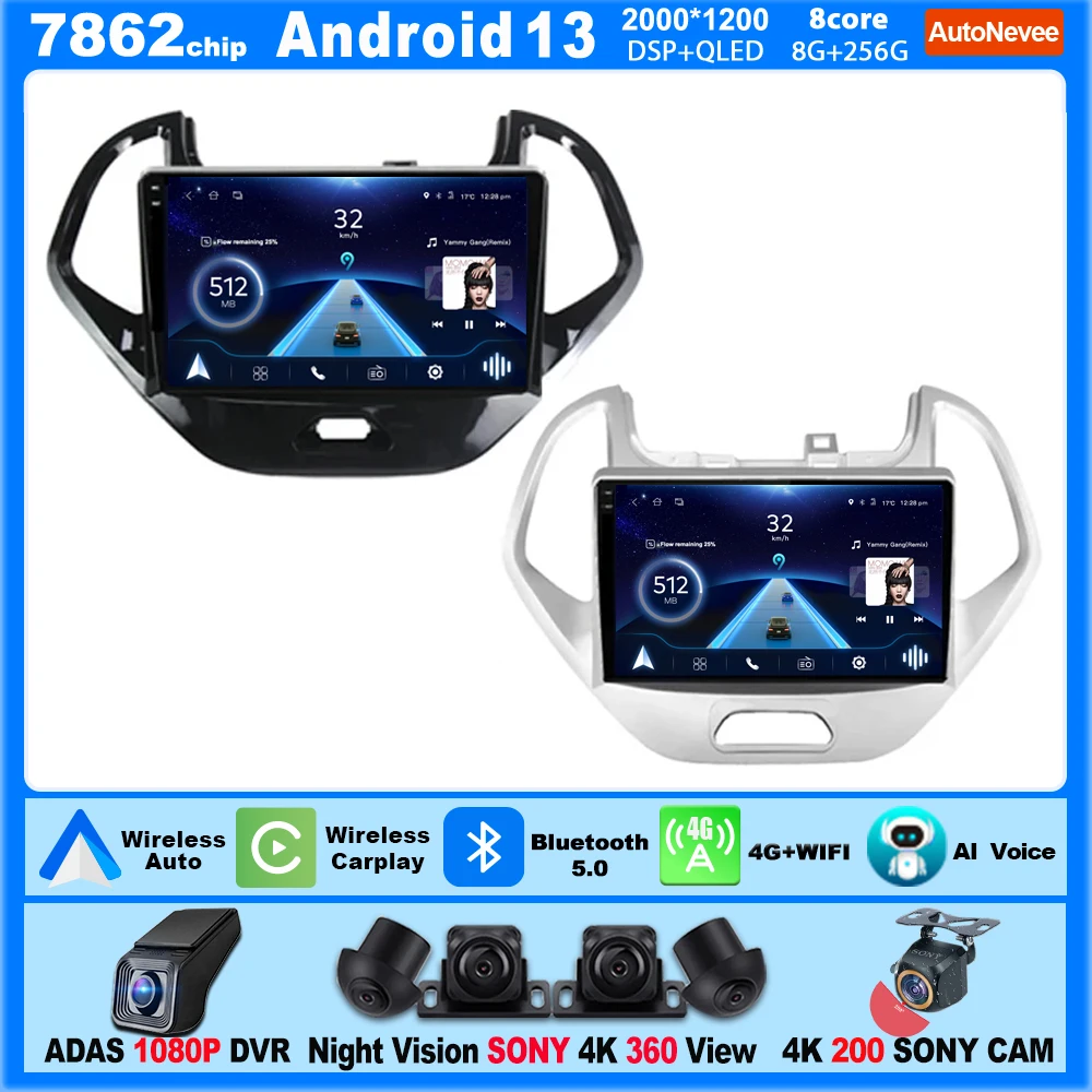 

9 Inch Carplay Android Auto For FORD FIGO KA 2015-2020 Wireless Bluetooth Adapter Radio Car Intelligent Systems 5G Wifi Display