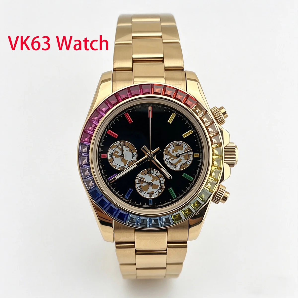 

Часы-хронограф VK63 цвета розового золота, сапфировое стекло, водонепроницаемый корпус из нержавеющей стали, светящийся корпус, спортивные часы