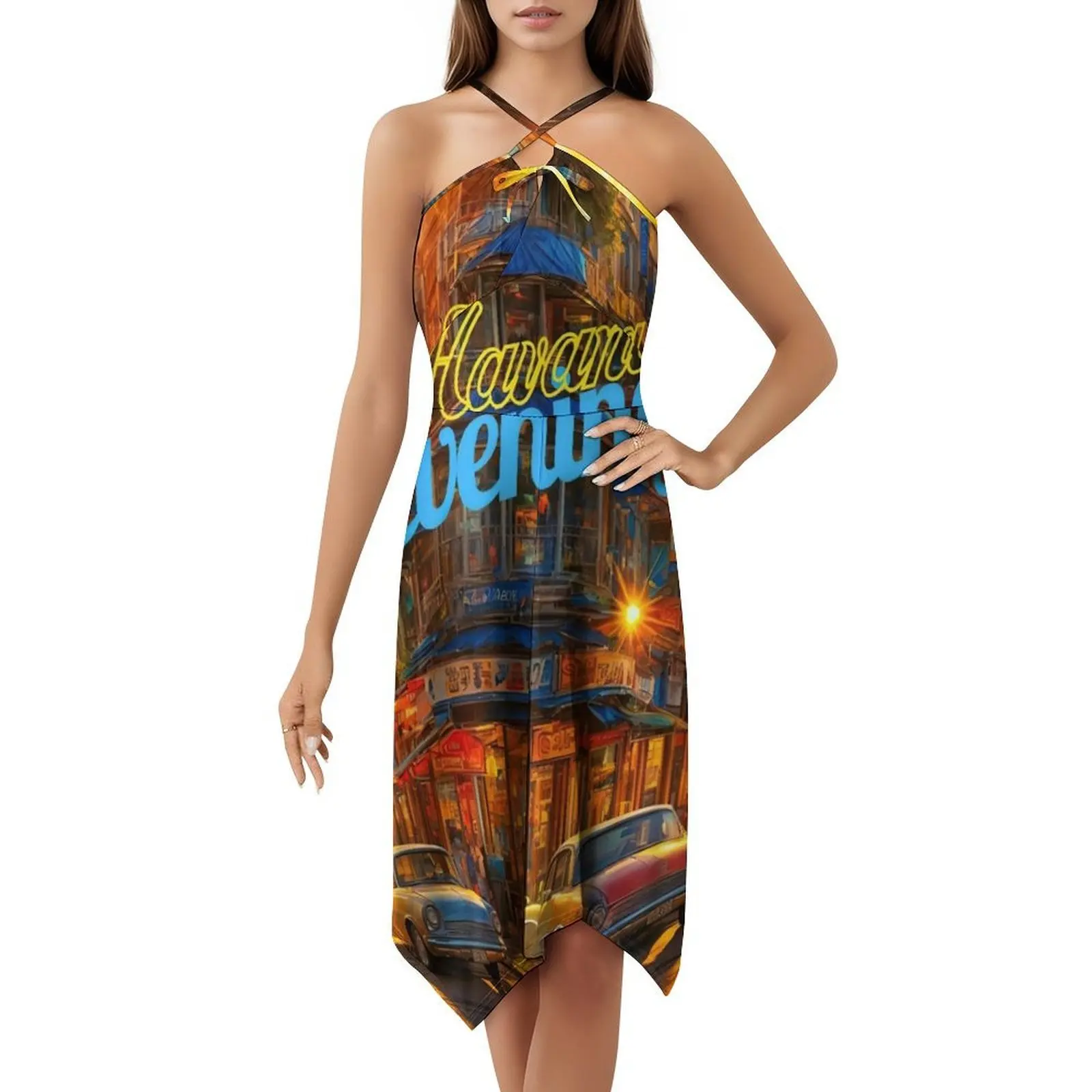 هافانا مساء المرأة الهيب هوب الشارع الشهير فستان جرافيك طباعة ملابس للنادي الحفلات السالسا الكوبية الفن هافانا لوحات الإناث الكوبية