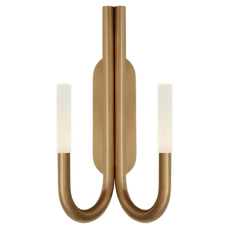 Modern Nordic Brass Wall Lamp Blown Glass Cylinder Sconce for Living Room Bedroom Hotel Decor Classic Metal Fixture Lighting