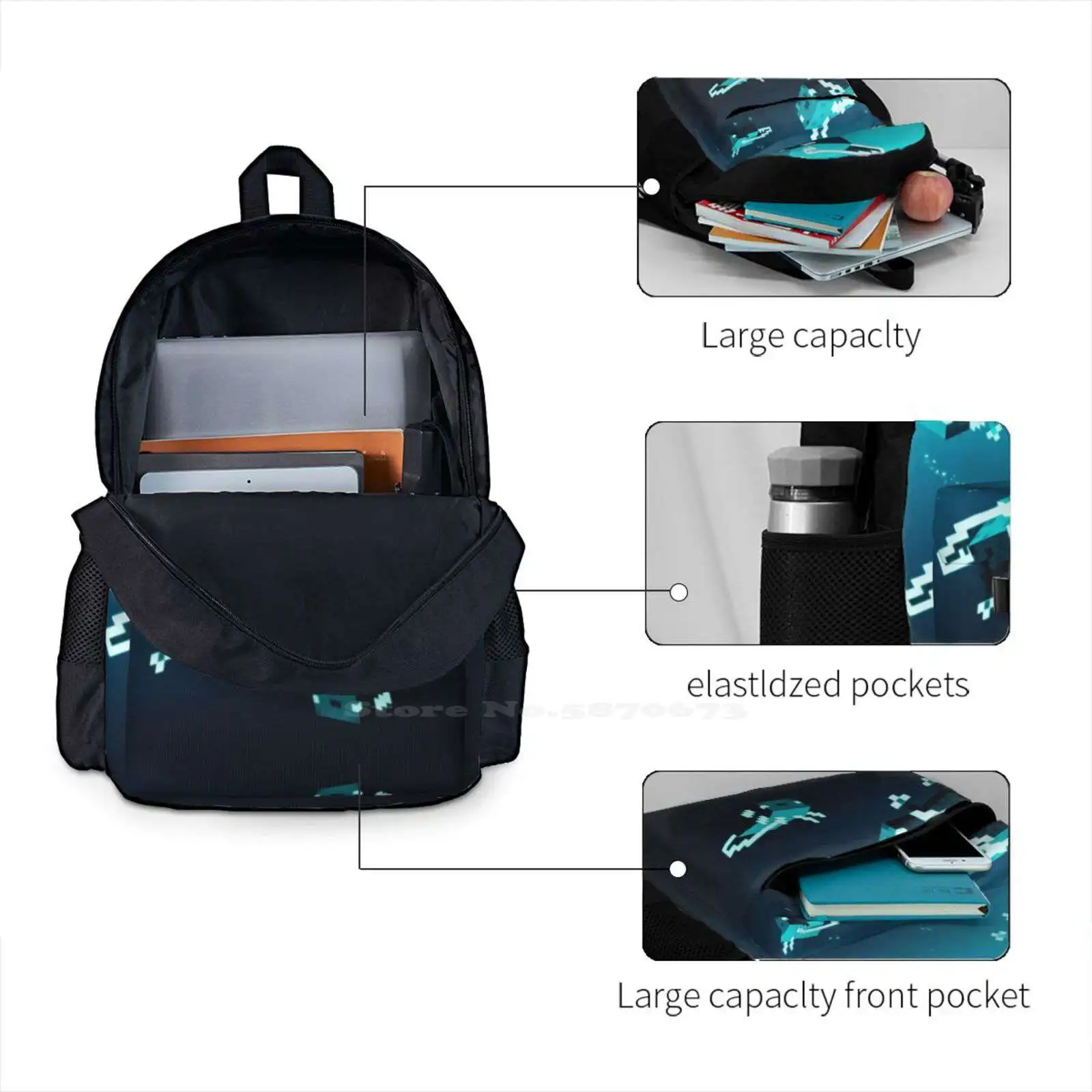 Glow Axolotl Gamer Backpack, Salamandra Kawaii, Travel Laptop Bag, Jogos de Escola, Glow Mobs, Moda, Bonito