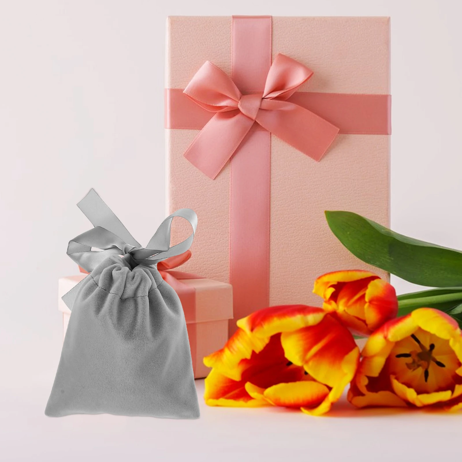 

10 pcs Gift Wrapping Bag Small Jewelry Pouch Drawstring Bags Fabric Portable Candy Wedding Favor Storage