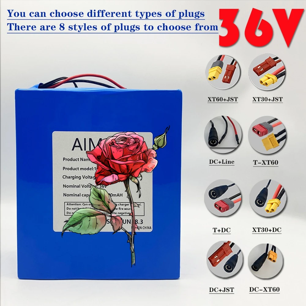 

36V 30000mAh 10S8P 18650 lithium battery pack, 1000W built-in BMS, suitable for various energy storage backup