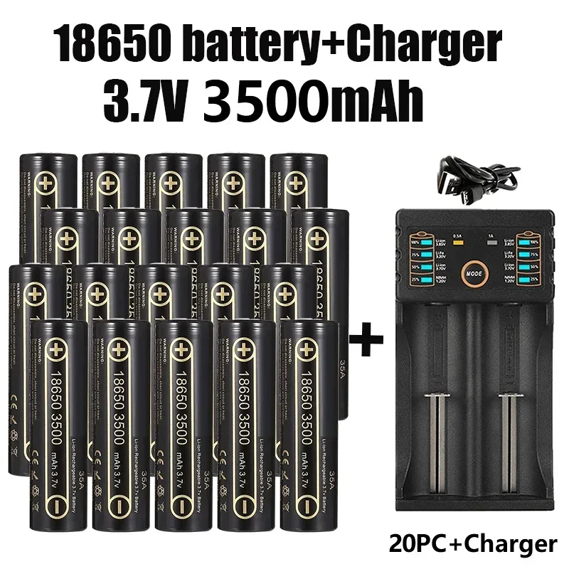 Bestselling Brand 18650 Battery Free Shipping 35E Li-ion 3.7V 3500mAh+Charger RechargeableBattery Suitable Screwdriver Battery