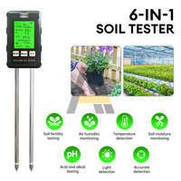 6-in-1 Multifunctional Soil Tester with backlight for soil fertility/pH/temperature ℃ ℉/humidity/environmental illumination dete