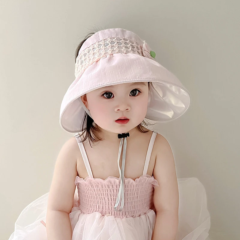 Breathable and Sunscreen Children's Hat Summer Large brimmed Sunshade Ceiling Hat Korean Edition Flower 2