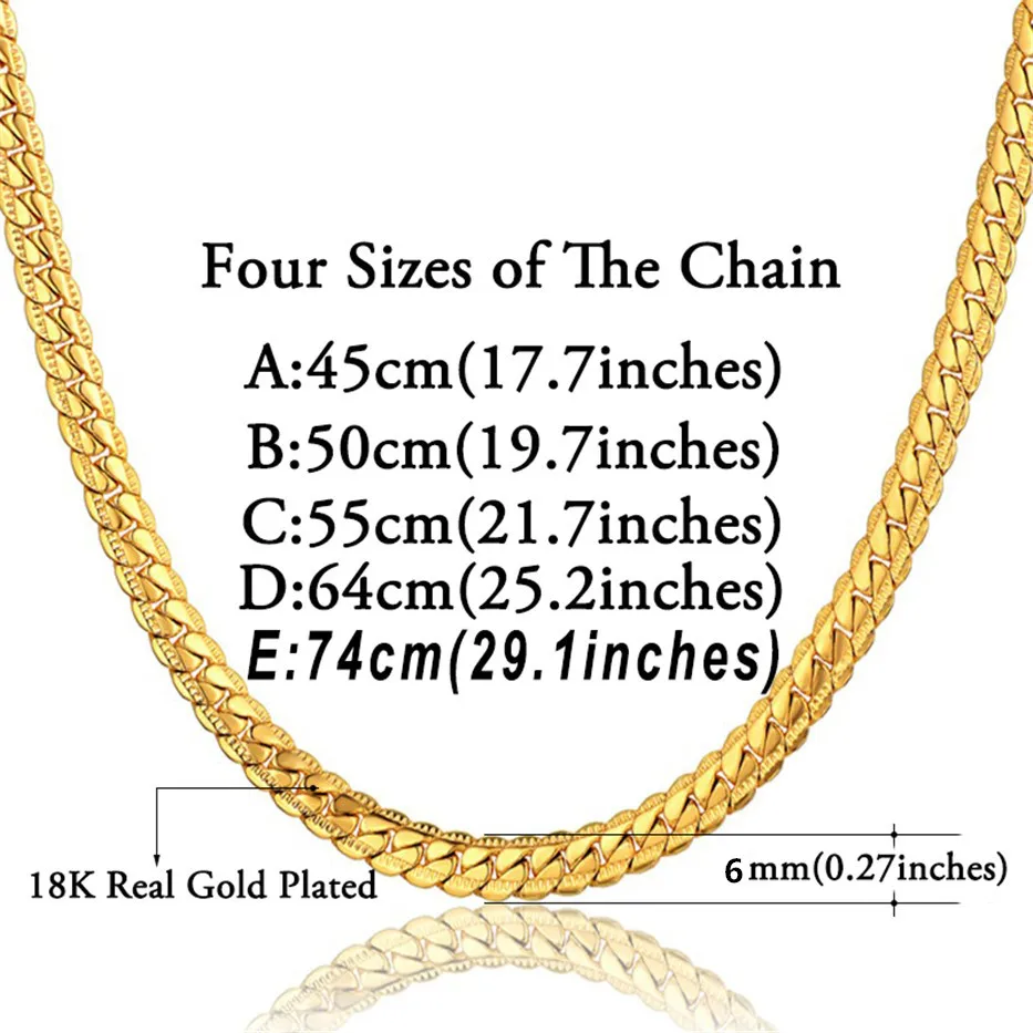 18K Gold /Silver Plated Stainless Steel Long 3.5mm 6MM Flexible Flat Snake Chain Necklace for Women and Men Dropshipping