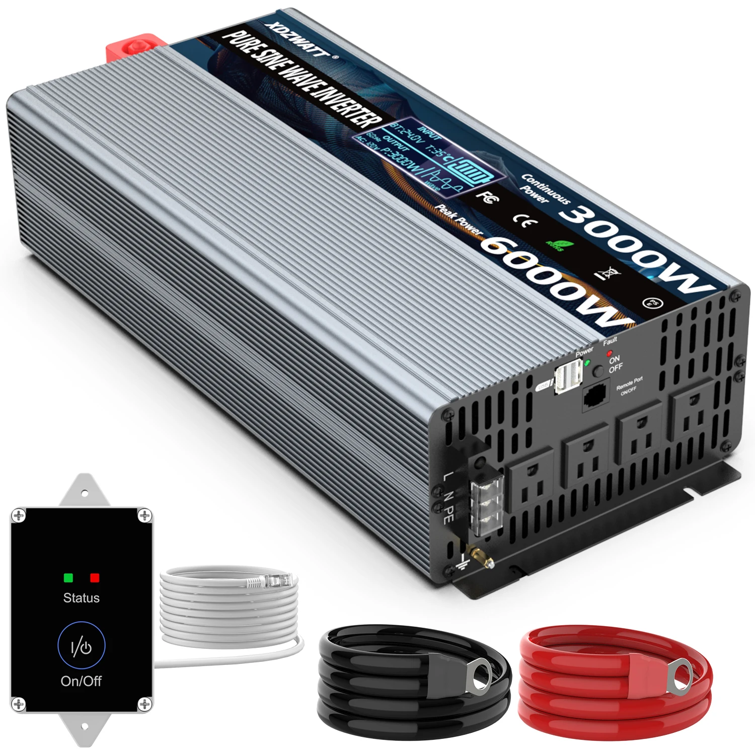 

High efficiency inventors 110v 230v ac 24v dc 3000watt 3kva 3kw inversor pure sine wave solar power inverter 3000w