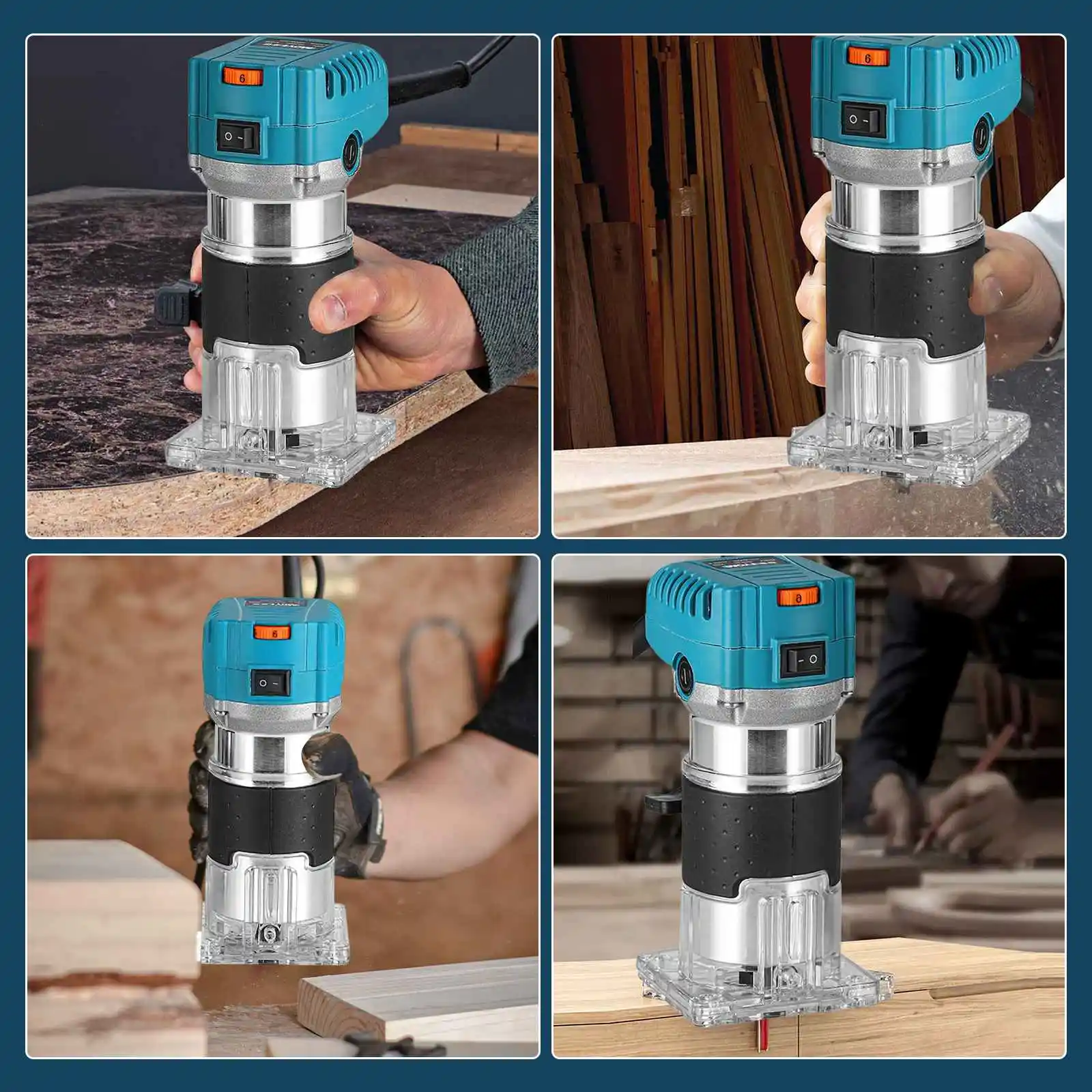 Elektrische Holzfräse 2000W 30000RPM Elektrischer Trimmer Holzbearbeitungs-Fräs-, Gravur-, Schlitz- und Trimmgerät Schnitzfräswerkzeug – Detail 8