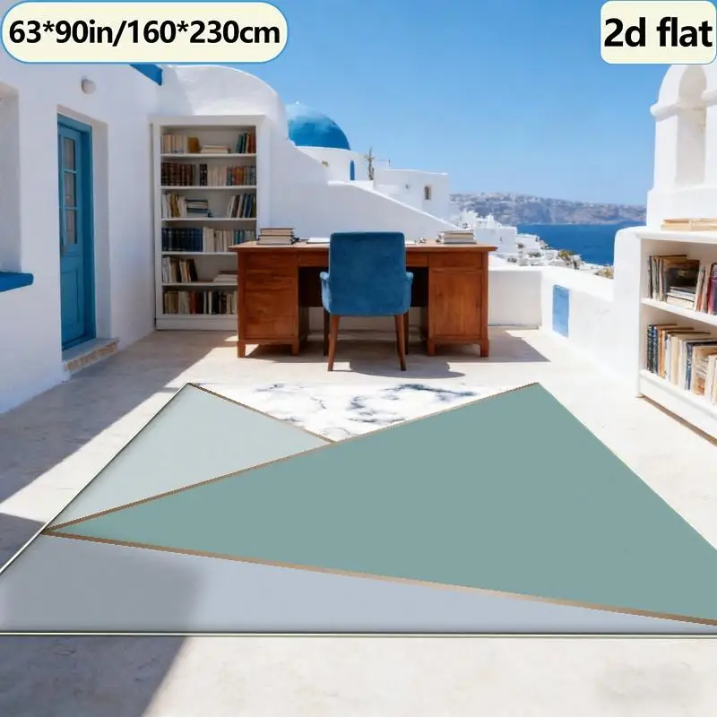 Geometric Marble Gold Line Carpet Nordic Non-Slip Carpet Decorative Floor Mat Suitable for Bedroom and Dining Room