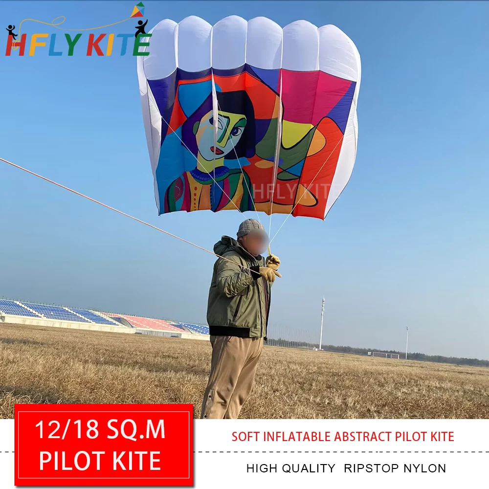 HFLY New Arrival Soft Inflatable Colorful Abstract Pilot Kite for Adults High Quality Ripstop Nylon Lifter Kites Free Shipping