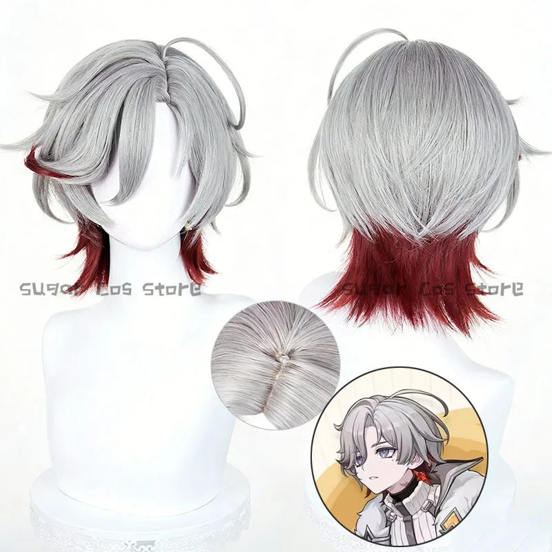 Game Genshin Impact Illuga Cosplay Wig Silver-gray Short Hair Lightkeepers Nod-Krai For Women Men Halloween Carnival Party Props