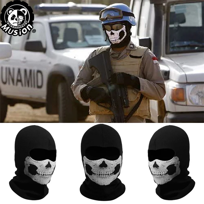 Musion - Black Ghosts Balaclava Full Face Mask for Cosplay Motorcycle Cycling Outdoor Skateboard Hiking Skiing