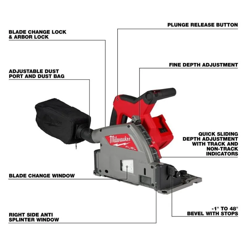 Milwaukee M18 FPS55/2831 M18 FUEL™ 165MM(6-1/2”) Brushless Cordless Plunge Saw 18V Lithium Power Tools