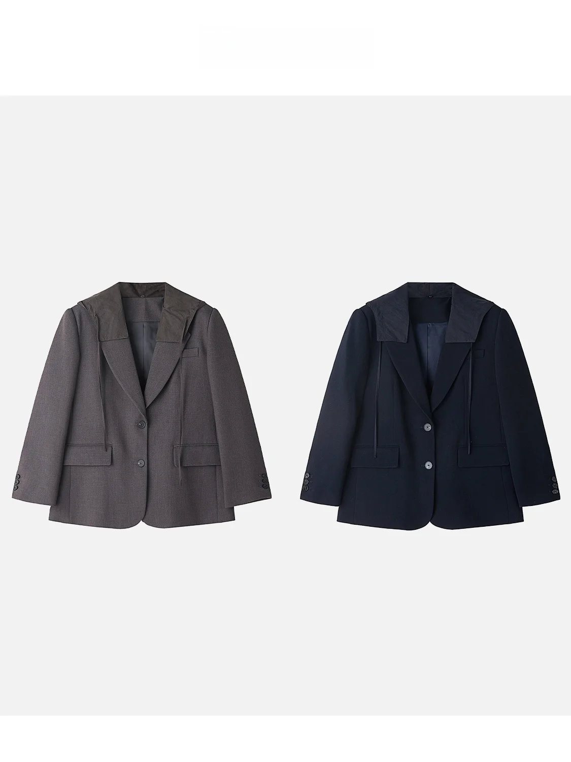 

Весенняя двубортная куртка-пальто унисекс с отстегивающимся капюшоном, комплект из двух предметов, новинка 2026 JINGJING