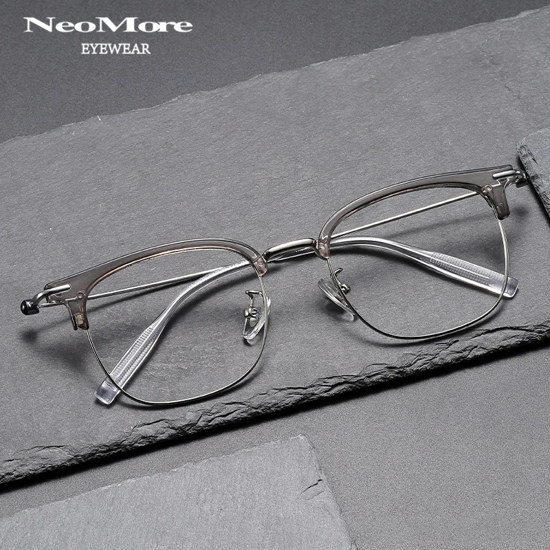 Gafas de negocios Retro ultraligeras semisin montura para hombres y mujeres, Gafas de titanio para leer, Gafas graduadas para miopía, Gafas ópticas