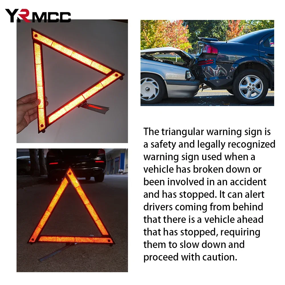 Car Fault Warning Night Road Safety Warning Reflective Tripod Emergency Fault Foldable Sign Warning Safety Gadget Accessories