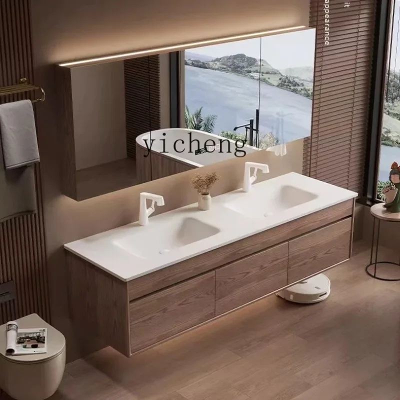

bathroom full mirror smart mirror cabinet ceramic integrated double basin wash double basin
