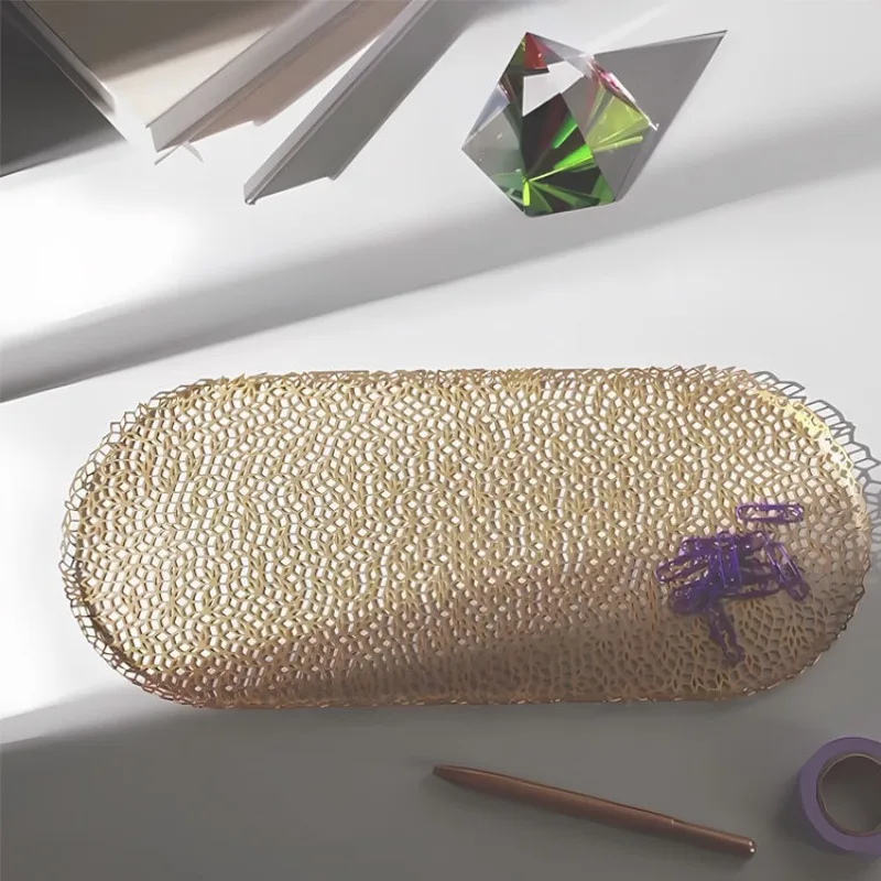 

Роскошный современный сетчатый поднос для хранения, декор журнального столика, центральный поднос для хранения в гостиной, фруктовая кухня, дизайн, аксессуары для дома