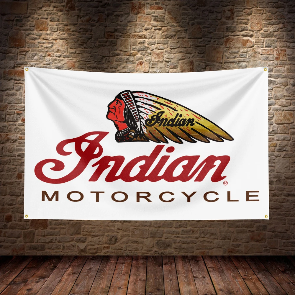 3x5 Ft Indian Motorcycle Flag Polyester Printed Motorcycles Flags for Garage Decor