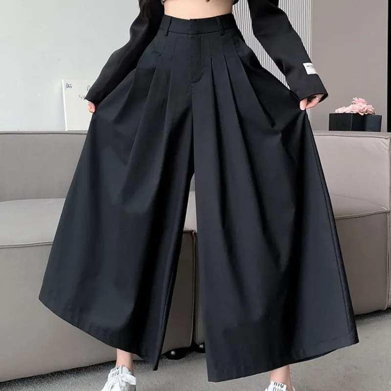 High Street Pants for Women Ankle-length Spring Clothing Fashion Girls All-match Pleated Design Loose Comfortable Korean Style