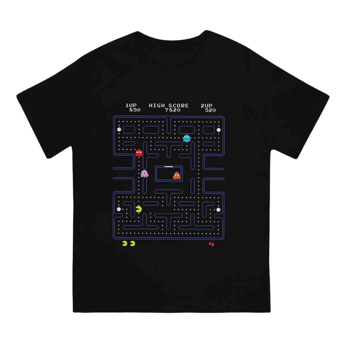 Retro Arcade T Shirts for Men Cotton Vintage T-Shirt Crew Neck Arcade Game Tee Shirt Short Sleeve Clothing Printed