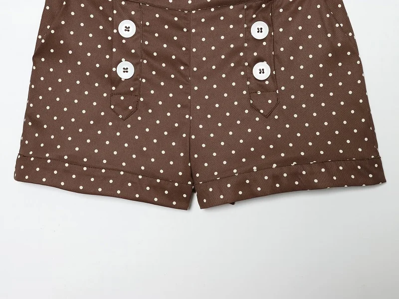 Damen Polka Dot Kurze Hosen Sets Zweiteiliges Sommer-Outfit mit Mittelhohem Bund Damen-Anzug Sommer Crop Top Urlaubsoutfit für Frauen – Detail 14
