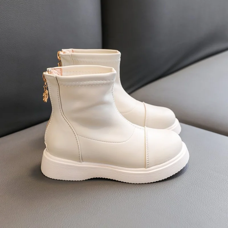 2-12 anos de moda crianças à prova dwaterproof água ankle boots meninas botas crianças zíper sapatos 2022 outono inverno plataforma antiderrapante tênis