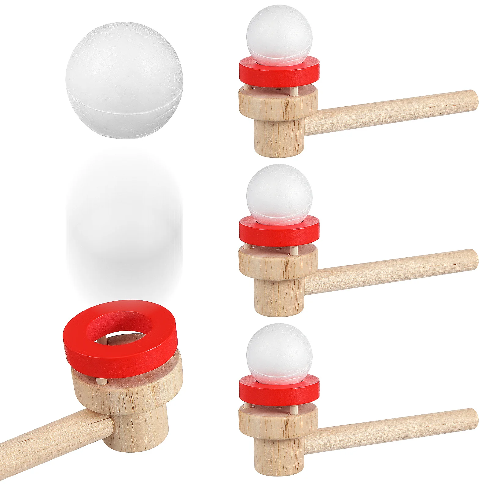3pcs Wooden Ball Game Suspension Blowing Balls Educational For Kids Balance Party Fun Cognitive Playthings