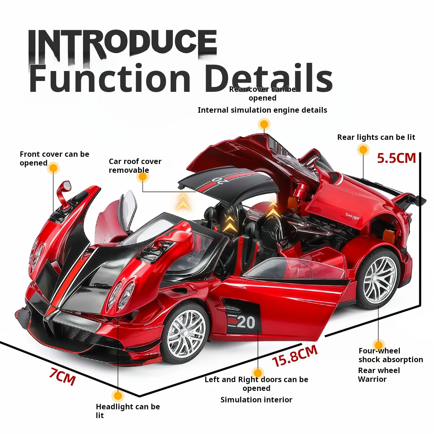 Oficial autorizado 1:32 pagani huayra supercar modelo premium carro de brinquedo luzes e sons puxar para trás carro de brinquedo meninos presente colecionáveis