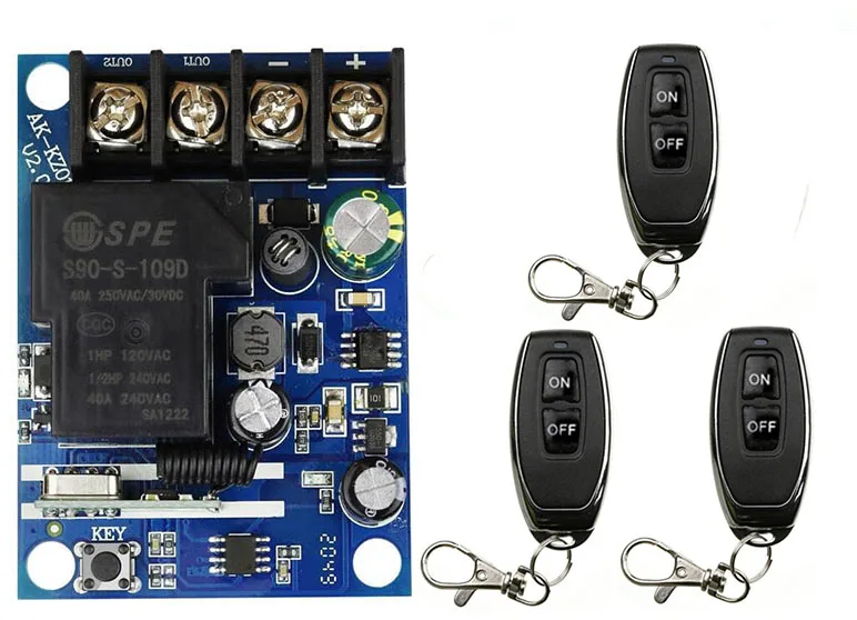 Universal 433 Mhz Remote Control Wireless Switch DC 12V 24V 48V 30A Relay Receiver Remote ON OFF for Home Appliance Fan Light