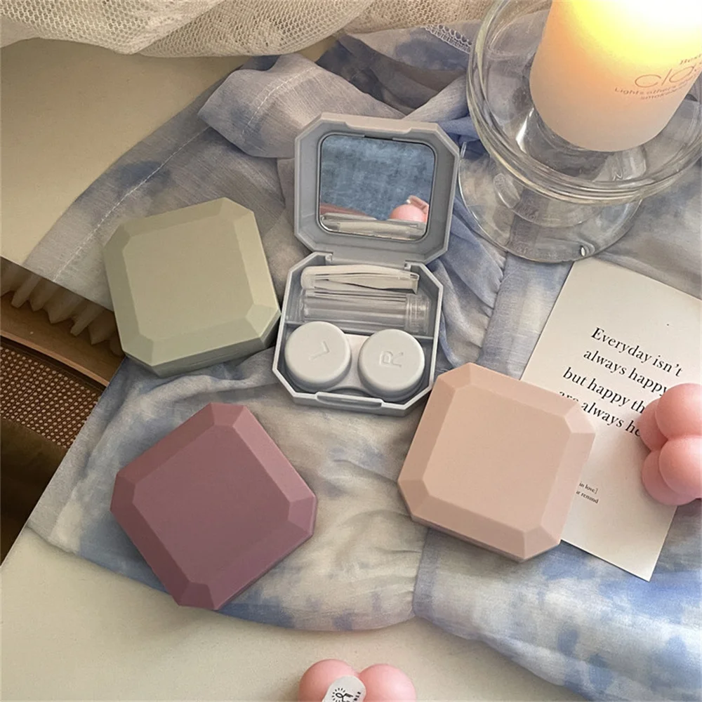 Portable Contact Lens Box Solid Color Small And Lightweight Solid Color Glasses Case Clothing Accessories Contact Lens Case