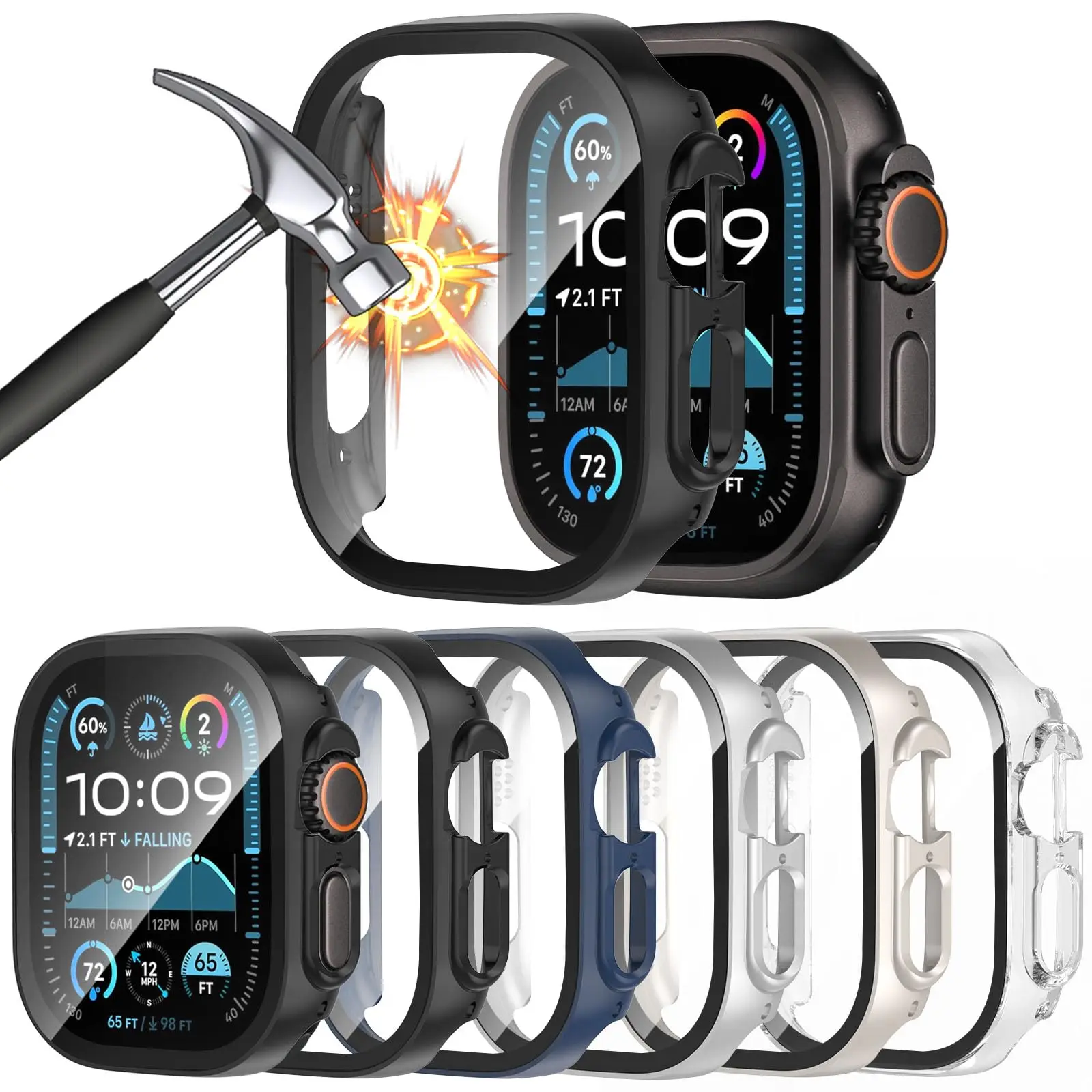 

Case for Apple Watch Ultra 3/2/1 49mm Screen Protector,Full Coverage Scratch-Resistant Hard PC Protective Cover for iWatch 49 mm