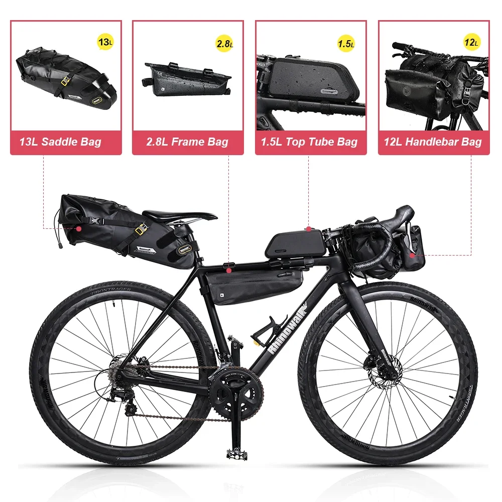 Rhinowalk Bike Bag Set Or 1PC Waterproof Handlebar Bag Pannier Saddle Bag Bicycle Seat Bag Fit MTB Road Bike Cycling Pack Set